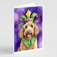 Load image into Gallery viewer, Labradoodle King of Mardi Gras Greeting Cards - Blank Note Cards – 8-Pack of Artist-Designed Cards with Envelopes