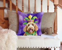 Load image into Gallery viewer, Labradoodle King of Mardi Gras Throw Pillow - 14x14 Decorative Pillow – Art for Your Home &amp; Patio