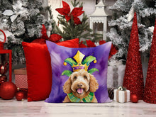 Load image into Gallery viewer, Labradoodle King of Mardi Gras Throw Pillow - 14x14 Decorative Pillow – Art for Your Home &amp; Patio
