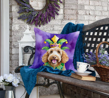Load image into Gallery viewer, Labradoodle King of Mardi Gras Throw Pillow
