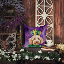 Load image into Gallery viewer, Labradoodle King of Mardi Gras Throw Pillow - 14x14 Decorative Pillow – Art for Your Home &amp; Patio
