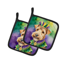 Load image into Gallery viewer, Lakeland Terrier King of Mardi Gras Pot Holders - Set of 2 Decorative Kitchen Helpers | Made in the USA