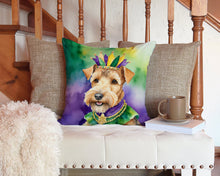 Load image into Gallery viewer, Lakeland Terrier King of Mardi Gras Throw Pillow - 14x14 Decorative Pillow – Art for Your Home &amp; Patio