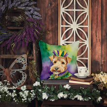Load image into Gallery viewer, Lakeland Terrier King of Mardi Gras Throw Pillow - 14x14 Decorative Pillow – Art for Your Home &amp; Patio