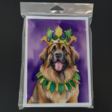Load image into Gallery viewer, Leonberger King of Mardi Gras Greeting Cards - Blank Note Cards – 8-Pack of Artist-Designed Cards with Envelopes