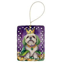 Load image into Gallery viewer, Lhasa Apso King of Mardi Gras Porcelain Ornament