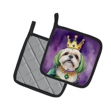 Load image into Gallery viewer, Lhasa Apso King of Mardi Gras Pot Holders - Set of 2 Decorative Kitchen Helpers | Made in the USA