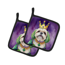 Load image into Gallery viewer, Lhasa Apso King of Mardi Gras Pot Holders - Set of 2 Decorative Kitchen Helpers | Made in the USA