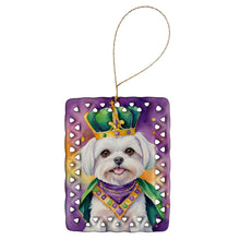 Load image into Gallery viewer, Maltese King of Mardi Gras Porcelain Ornament
