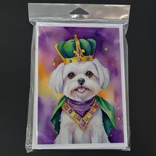 Load image into Gallery viewer, Maltese King of Mardi Gras Greeting Cards - Blank Note Cards – 8-Pack of Artist-Designed Cards with Envelopes