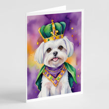 Load image into Gallery viewer, Maltese King of Mardi Gras Greeting Cards - Blank Note Cards – 8-Pack of Artist-Designed Cards with Envelopes