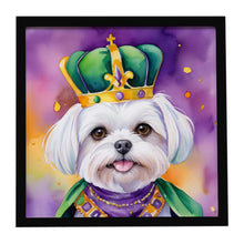 Load image into Gallery viewer, Maltese King of Mardi Gras Framed Metal Print