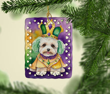 Load image into Gallery viewer, Maltipoo King of Mardi Gras Porcelain Ornament