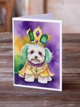 Load image into Gallery viewer, Maltipoo King of Mardi Gras Greeting Cards - Blank Note Cards – 8-Pack of Artist-Designed Cards with Envelopes