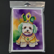 Load image into Gallery viewer, Maltipoo King of Mardi Gras Greeting Cards - Blank Note Cards – 8-Pack of Artist-Designed Cards with Envelopes