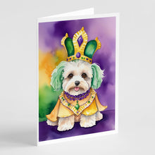 Load image into Gallery viewer, Maltipoo King of Mardi Gras Greeting Cards - Blank Note Cards – 8-Pack of Artist-Designed Cards with Envelopes