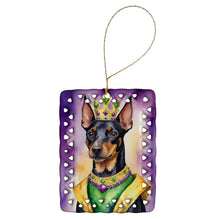 Load image into Gallery viewer, Manchester Terrier King of Mardi Gras Porcelain Ornament