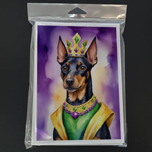 Load image into Gallery viewer, Manchester Terrier King of Mardi Gras Greeting Cards - Blank Note Cards – 8-Pack of Artist-Designed Cards with Envelopes