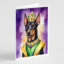 Load image into Gallery viewer, Manchester Terrier King of Mardi Gras Greeting Cards - Blank Note Cards – 8-Pack of Artist-Designed Cards with Envelopes