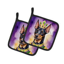 Load image into Gallery viewer, Manchester Terrier King of Mardi Gras Pot Holders - Set of 2 Decorative Kitchen Helpers | Made in the USA
