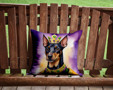 Load image into Gallery viewer, Manchester Terrier King of Mardi Gras Throw Pillow - 14x14 Decorative Pillow – Art for Your Home &amp; Patio