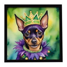 Load image into Gallery viewer, Miniature Pinscher King of Mardi Gras Framed Metal Print