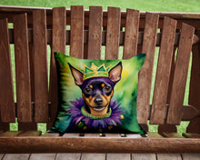 Load image into Gallery viewer, Miniature Pinscher King of Mardi Gras Throw Pillow - 14x14 Decorative Pillow – Art for Your Home &amp; Patio