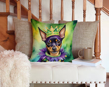 Load image into Gallery viewer, Miniature Pinscher King of Mardi Gras Throw Pillow - 14x14 Decorative Pillow – Art for Your Home &amp; Patio