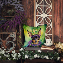 Load image into Gallery viewer, Miniature Pinscher King of Mardi Gras Throw Pillow - 14x14 Decorative Pillow – Art for Your Home &amp; Patio