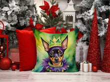 Load image into Gallery viewer, Miniature Pinscher King of Mardi Gras Throw Pillow - 14x14 Decorative Pillow – Art for Your Home &amp; Patio