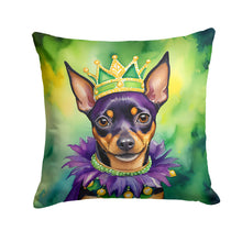 Load image into Gallery viewer, Miniature Pinscher King of Mardi Gras Throw Pillow - 14x14 Decorative Pillow – Art for Your Home &amp; Patio