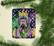 Load image into Gallery viewer, Neapolitan Mastiff King of Mardi Gras Porcelain Ornament