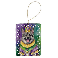 Load image into Gallery viewer, Norwegian Elkhound King of Mardi Gras Porcelain Ornament