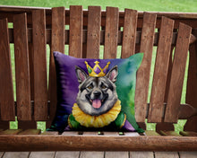 Load image into Gallery viewer, Norwegian Elkhound King of Mardi Gras Throw Pillow - 14x14 Decorative Pillow – Art for Your Home &amp; Patio