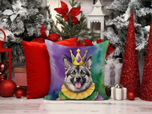 Load image into Gallery viewer, Norwegian Elkhound King of Mardi Gras Throw Pillow - 14x14 Decorative Pillow – Art for Your Home &amp; Patio
