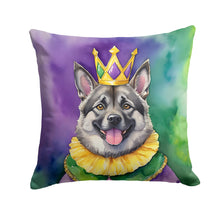 Load image into Gallery viewer, Norwegian Elkhound King of Mardi Gras Throw Pillow - 14x14 Decorative Pillow – Art for Your Home &amp; Patio