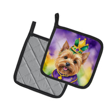 Load image into Gallery viewer, Norwich Terrier King of Mardi Gras Pot Holders - Set of 2 Decorative Kitchen Helpers | Made in the USA