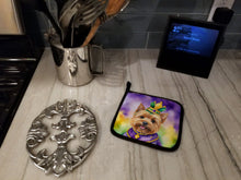 Load image into Gallery viewer, Norwich Terrier King of Mardi Gras Pot Holders - Set of 2 Decorative Kitchen Helpers | Made in the USA