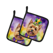 Load image into Gallery viewer, Norwich Terrier King of Mardi Gras Pot Holders - Set of 2 Decorative Kitchen Helpers | Made in the USA