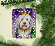 Load image into Gallery viewer, Old English Sheepdog King of Mardi Gras Porcelain Ornament