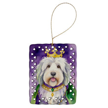 Load image into Gallery viewer, Old English Sheepdog King of Mardi Gras Porcelain Ornament