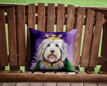 Load image into Gallery viewer, Old English Sheepdog King of Mardi Gras Throw Pillow - 14x14 Decorative Pillow – Art for Your Home &amp; Patio