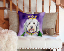 Load image into Gallery viewer, Old English Sheepdog King of Mardi Gras Throw Pillow - 14x14 Decorative Pillow – Art for Your Home &amp; Patio