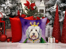 Load image into Gallery viewer, Old English Sheepdog King of Mardi Gras Throw Pillow - 14x14 Decorative Pillow – Art for Your Home &amp; Patio