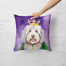 Load image into Gallery viewer, Old English Sheepdog King of Mardi Gras Throw Pillow