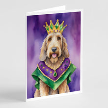Load image into Gallery viewer, Otterhound King of Mardi Gras Greeting Cards - Blank Note Cards – 8-Pack of Artist-Designed Cards with Envelopes
