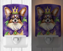 Load image into Gallery viewer, Papillon King of Mardi Gras Ceramic Night Light