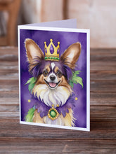 Load image into Gallery viewer, Papillon King of Mardi Gras Greeting Cards - Blank Note Cards – 8-Pack of Artist-Designed Cards with Envelopes