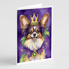 Load image into Gallery viewer, Papillon King of Mardi Gras Greeting Cards - Blank Note Cards – 8-Pack of Artist-Designed Cards with Envelopes