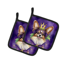 Load image into Gallery viewer, Papillon King of Mardi Gras Pot Holders - Set of 2 Decorative Kitchen Helpers | Made in the USA